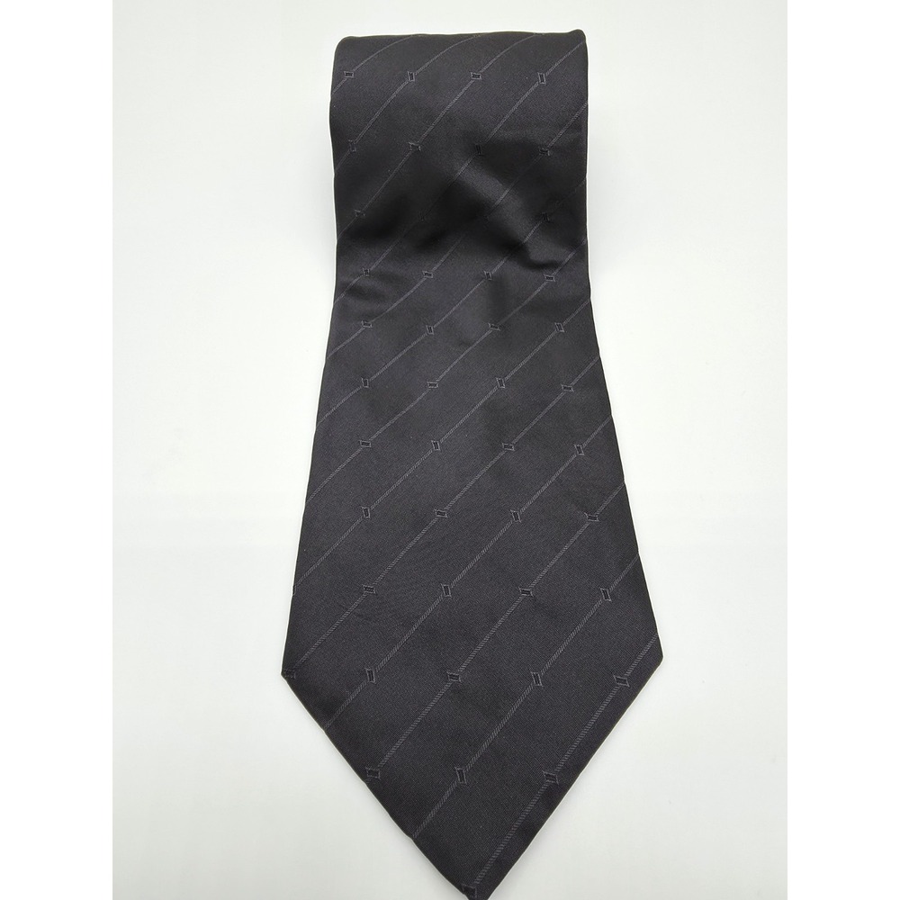 DKNY Men's 100% Silk Black Striped Fashion Necktie Tie 58" x 4"